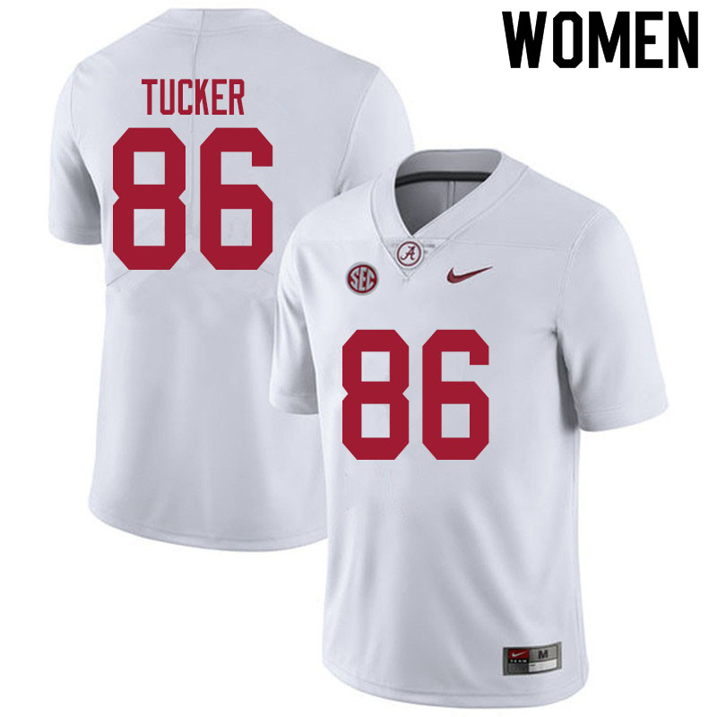 Women #86 Carl Tucker Alabama White Tide College Football Jerseys Sale-White